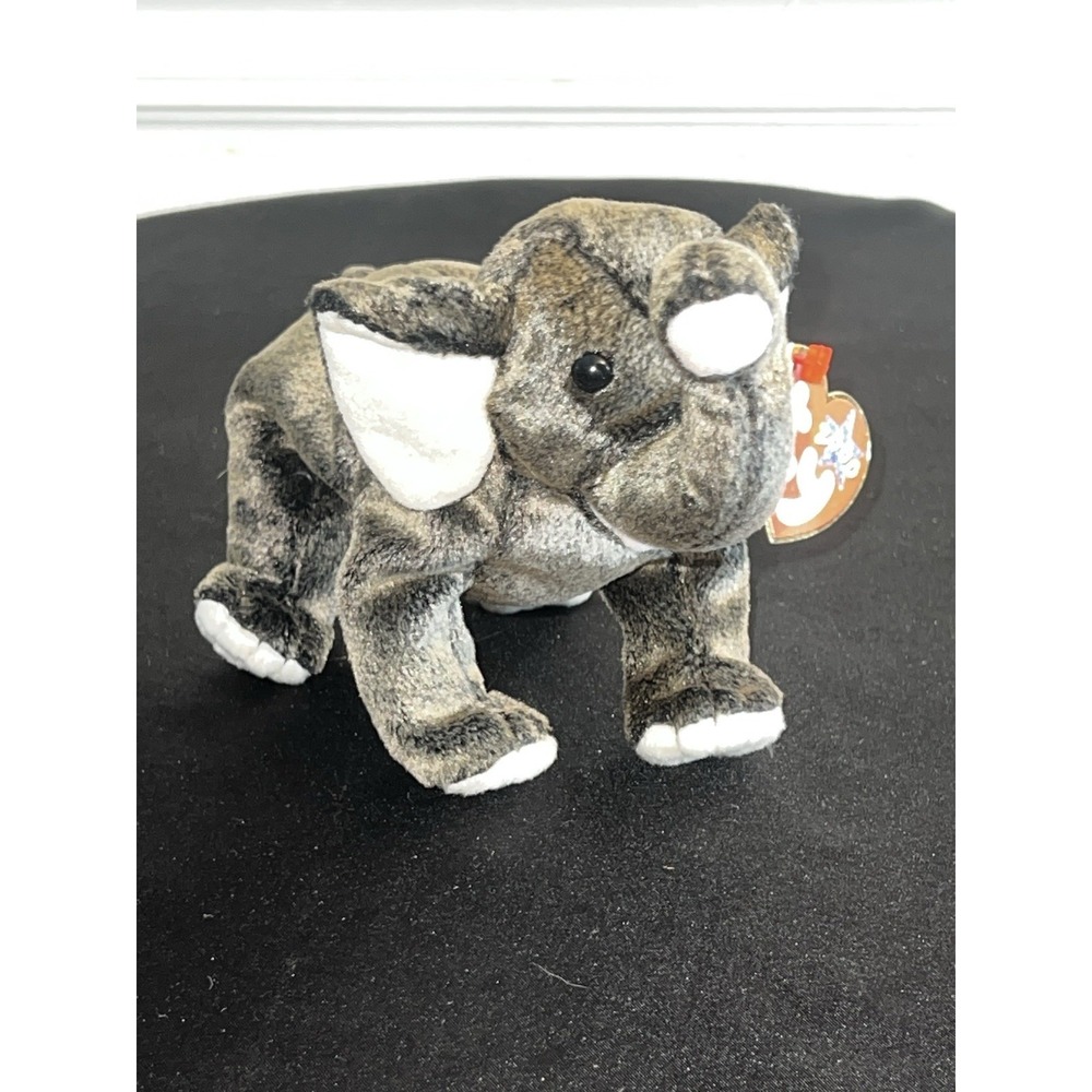 Ty Beanie Baby Trumpet the Elephant (2000) - RARE Hang Tag Error! MWMT Retired